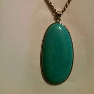 Turquoise pendant with silver Italian chain